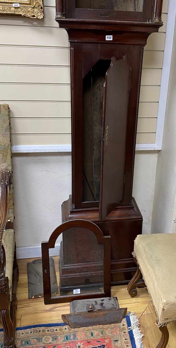 A George III mahogany longcase clock with moon phase, dial marked Radcliffe, Schofield Rochdale, height 229cm